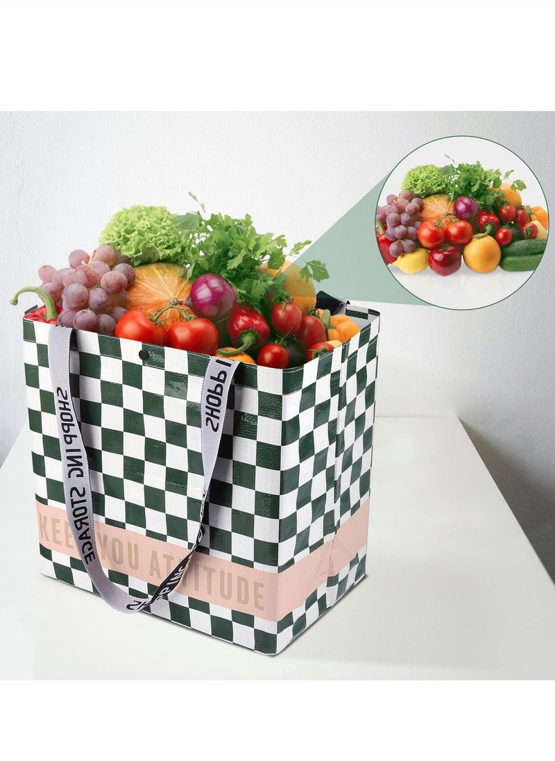 KASTWAVE - 3 Pack Reusable Shopping Bags, Waterproof Grocery Bags Collapsible Tote Bags for Picnics, Laundry, House Storage, Extra Large & Durable Foldable Shopping Bags (11.4 x 8.3 x 12.2 inches) - Image 1