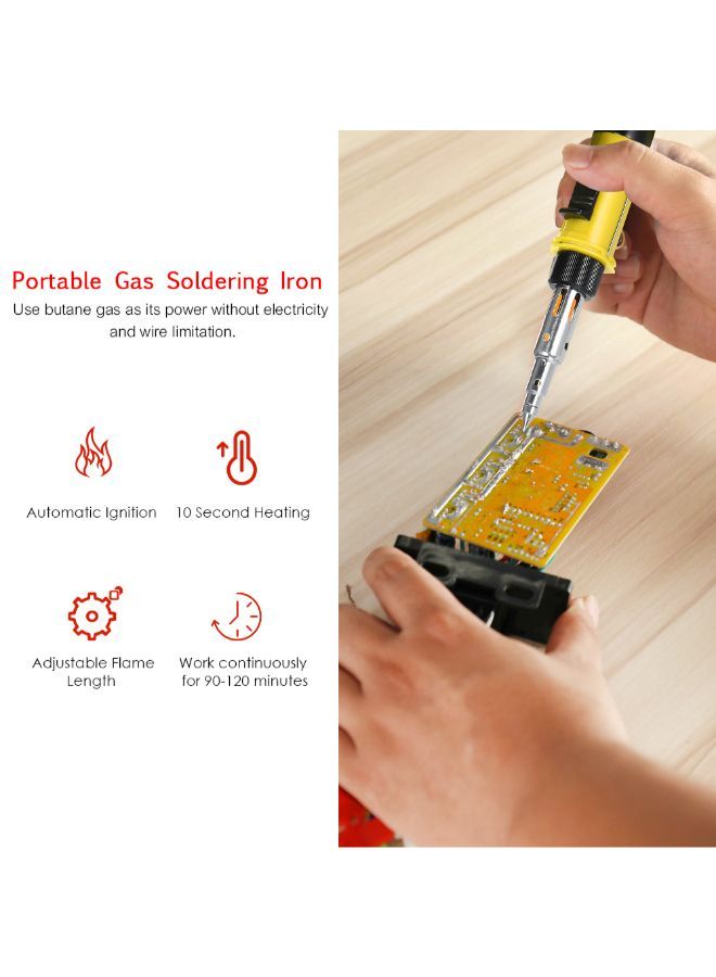 NIBEMINENT 12-In-1 Pen Type Butane Gas Electric Soldering Iron Set Yellow/Black/Clear 0.332kg - Image 3