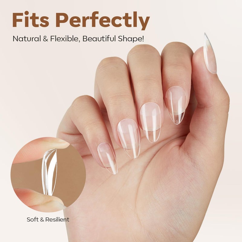 modelones Short Almond Nail Tips, Pre-shaped Soft Gel Tips Fake Nails False Acrylic Clear Full Cover Press on Extension Kit Gel Manicure DIY at Home 216PCS 12Sizes - Image 3