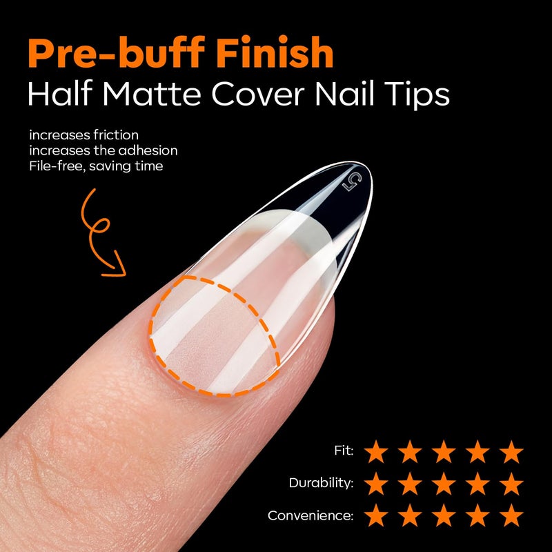 modelones Short Almond Nail Tips, Pre-shaped Soft Gel Tips Fake Nails False Acrylic Clear Full Cover Press on Extension Kit Gel Manicure DIY at Home 216PCS 12Sizes - Image 5