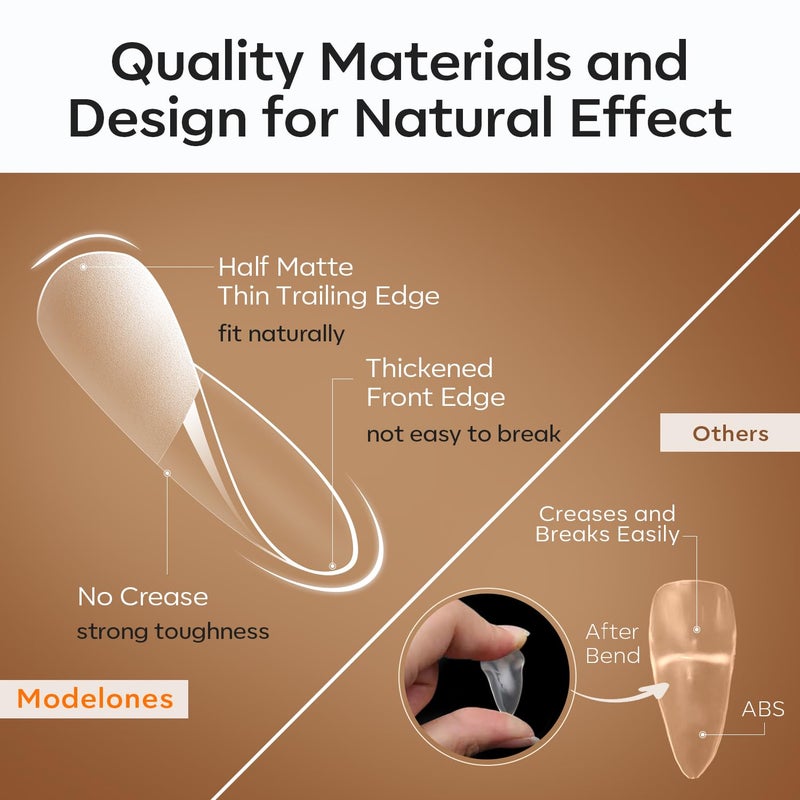 modelones Short Almond Nail Tips, Pre-shaped Soft Gel Tips Fake Nails False Acrylic Clear Full Cover Press on Extension Kit Gel Manicure DIY at Home 216PCS 12Sizes - Image 4