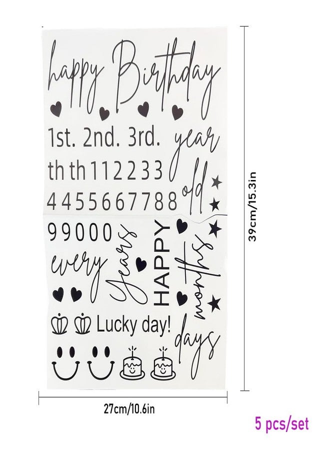 Mimeile Happy Birthday Balloon Sticker Bobo Party Decoration 5 Pieces Letter Number Balloon Decals Birthday DIY Paster for Birthday Party Baby Shower - Image 2