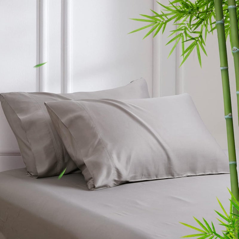 David's Home أغطية وسائد تبريد صيفية 2 عبوة، حجم كينغ (50 سم × 100 سم)، ناعمة كالحرير وقابلة للتنفس لذوي النوم الساخن، إغلاق ظرفي، رمادي فاتح - Image 1