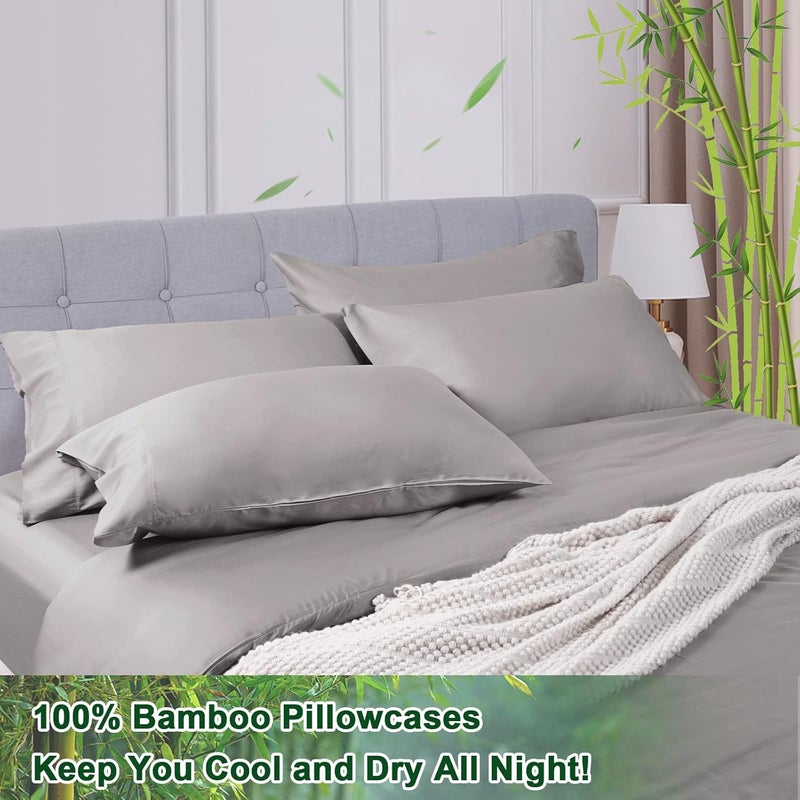 David's Home أغطية وسائد تبريد صيفية 2 عبوة، حجم كينغ (50 سم × 100 سم)، ناعمة كالحرير وقابلة للتنفس لذوي النوم الساخن، إغلاق ظرفي، رمادي فاتح - Image 2