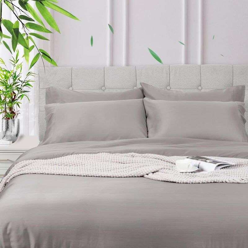 David's Home أغطية وسائد تبريد صيفية 2 عبوة، حجم كينغ (50 سم × 100 سم)، ناعمة كالحرير وقابلة للتنفس لذوي النوم الساخن، إغلاق ظرفي، رمادي فاتح - Image 5