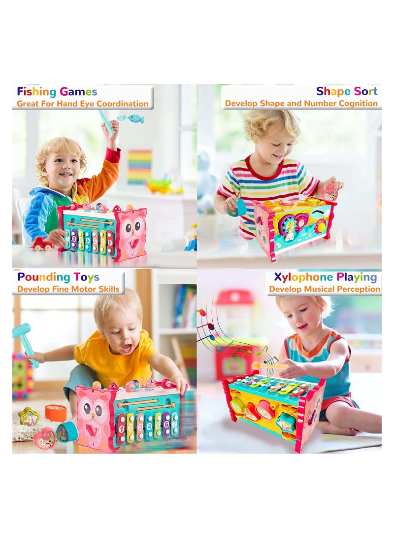 SYOSI Hammering Pounding Toddler Toys Montessori Educational Toys 8 in 1 for 1-4 Year Old Baby Sensory Toys Fishing Game Xylophone Toy with Pounding Bench Early Learning Development Toy for Baby Green - Image 3