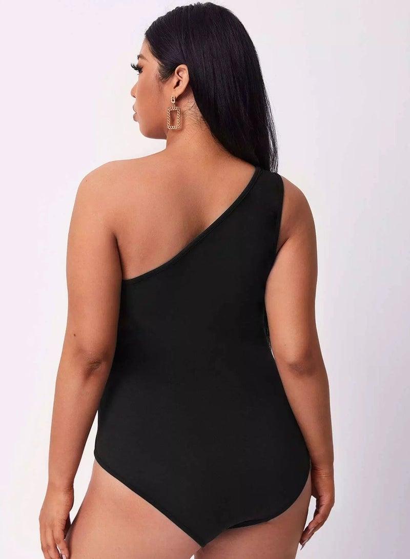 Plus Solid One Shoulder Bodysuit - Image 3