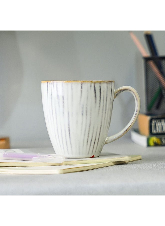 DANUBE HOME Shelby Mug 400 Ml Fine Porcelain Stylish Coffee Mug and Saucer Elegant Tableware For Home Kitchen & Dining Room L13xW10xH10.2cm White  - Image 1