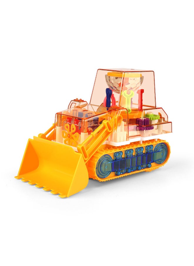 Generic Children's Electric Transparent Gear Bulldozer Engineering Vehicle Simulation Music Light Excavator Baby Educational Toy Car-Color:198-14 Gear Bulldozer (blue) Screwdriver Charging Set  - Image 5