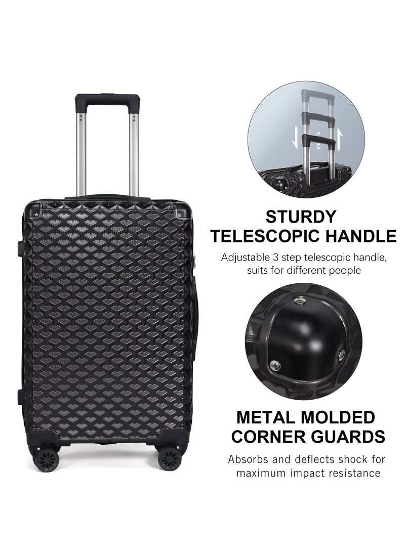 تِيلَت مجموعة الأمتعة من 3 قطع (20/24/28)" حقائب ذات عجلات عالمية PC+ABS حقيبة صلبة صلبة سوداء - Image 5