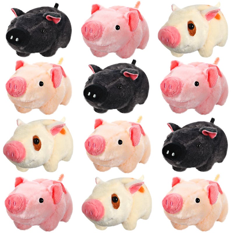 Chalyna 12 Pack Valentines Cute Plush Animal Figures 4 Inch Mini Plush Ornament Stuffed Keychain Tote Bag Pendant for Valentine's Day Birthday Party Likes DIY Home Decor(Pig Style) - Image 1