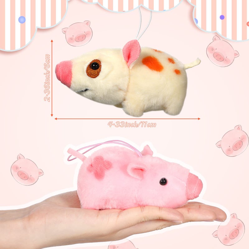 Chalyna 12 Pack Valentines Cute Plush Animal Figures 4 Inch Mini Plush Ornament Stuffed Keychain Tote Bag Pendant for Valentine's Day Birthday Party Likes DIY Home Decor(Pig Style) - Image 2