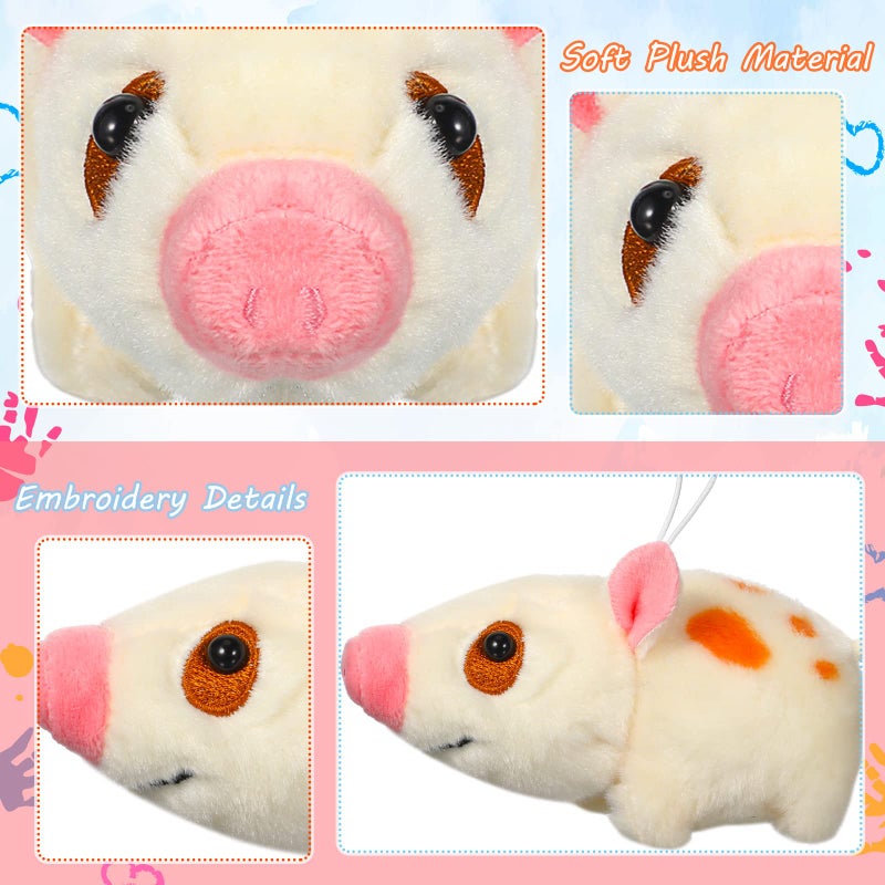 Chalyna 12 Pack Valentines Cute Plush Animal Figures 4 Inch Mini Plush Ornament Stuffed Keychain Tote Bag Pendant for Valentine's Day Birthday Party Likes DIY Home Decor(Pig Style) - Image 4
