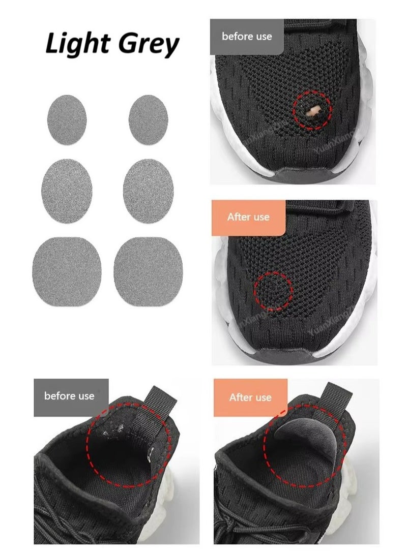 6pcs Heel Wear Repair, Shoe Patch Stickers, Unisex, Anti-Wear, Heel Protector Adhesive, Sports Shoe net repair, (Light Grey) - Image 1