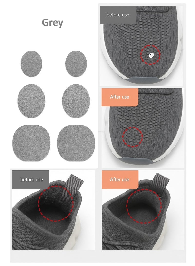 6pcs Heel Wear Repair, Shoe Patch Stickers, Unisex, Anti-Wear, Heel Protector Adhesive, Sports Shoe net repair, (Light Grey) - Image 1