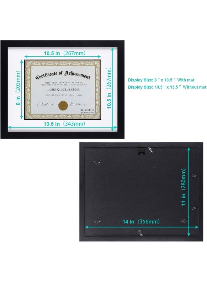 RPJC Document Frame Certificate Frames Made of Solid Wood High Definition Glass and Display Diplomas 85x11 with Mat or 11x14 Inch Without Mat Picture Frame Black - Image 2