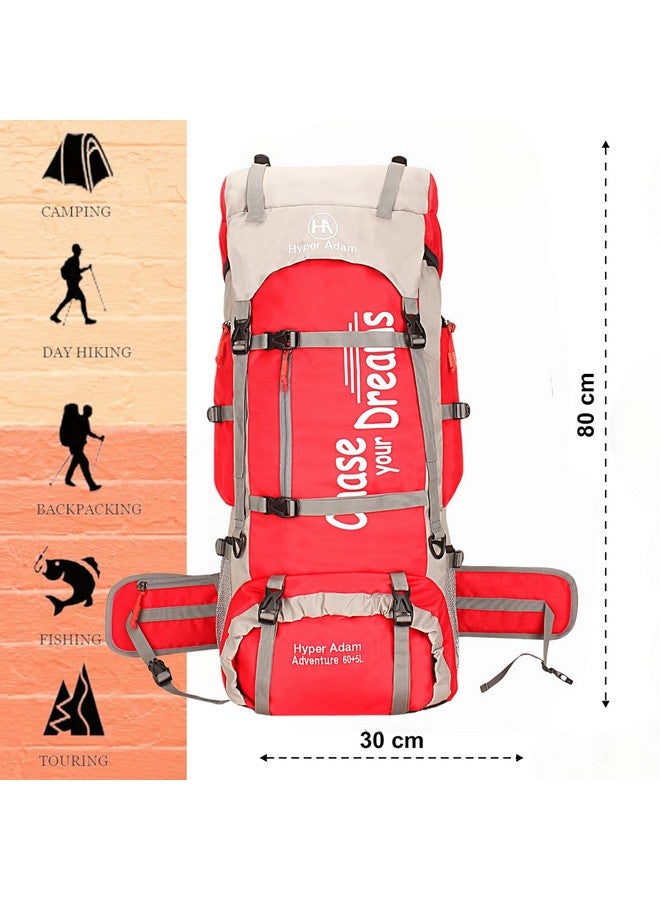 Hyper Adam Adam 65 Ltr Travel Bag, Red Rucksack Bags Travel Backpack For Outdoor Sport Camp, Hiking, Camping Rucksack Trekking Bag - Image 2
