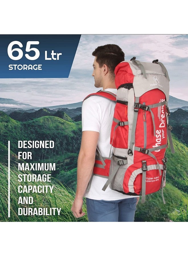 Hyper Adam Adam 65 Ltr Travel Bag, Red Rucksack Bags Travel Backpack For Outdoor Sport Camp, Hiking, Camping Rucksack Trekking Bag - Image 3