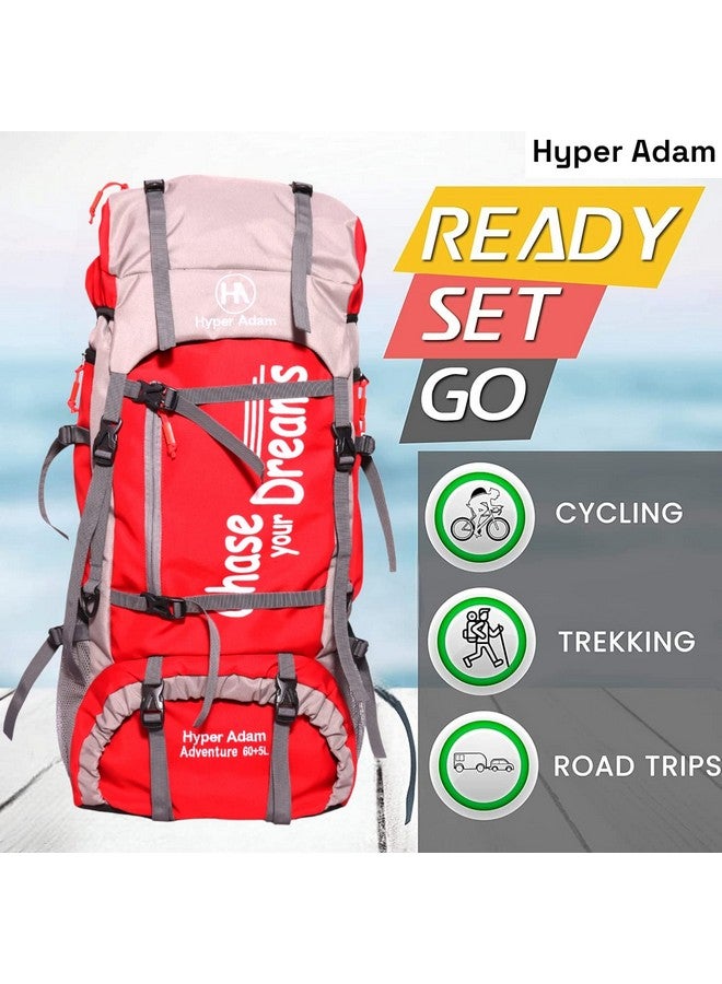 Hyper Adam Adam 65 Ltr Travel Bag, Red Rucksack Bags Travel Backpack For Outdoor Sport Camp, Hiking, Camping Rucksack Trekking Bag - Image 4