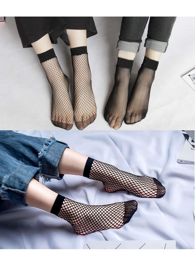 PENTA ANGEL PENTA ANGEL 3 Pairs Women Black Lace Fishnet Socks Elastic Ankle High Dress Hollow Out Mesh Net Socks Tights for Summer Wear - Image 3