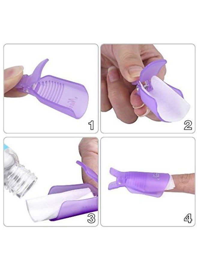 HiMo 10PC Plastic Acrylic Nail Art Soak Off Cap Clip UV Gel Polish Remover Wrap Tool (BLACK) - Image 4