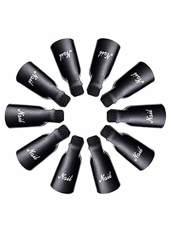 HiMo 10PC Plastic Acrylic Nail Art Soak Off Cap Clip UV Gel Polish Remover Wrap Tool (BLACK) - Image 3