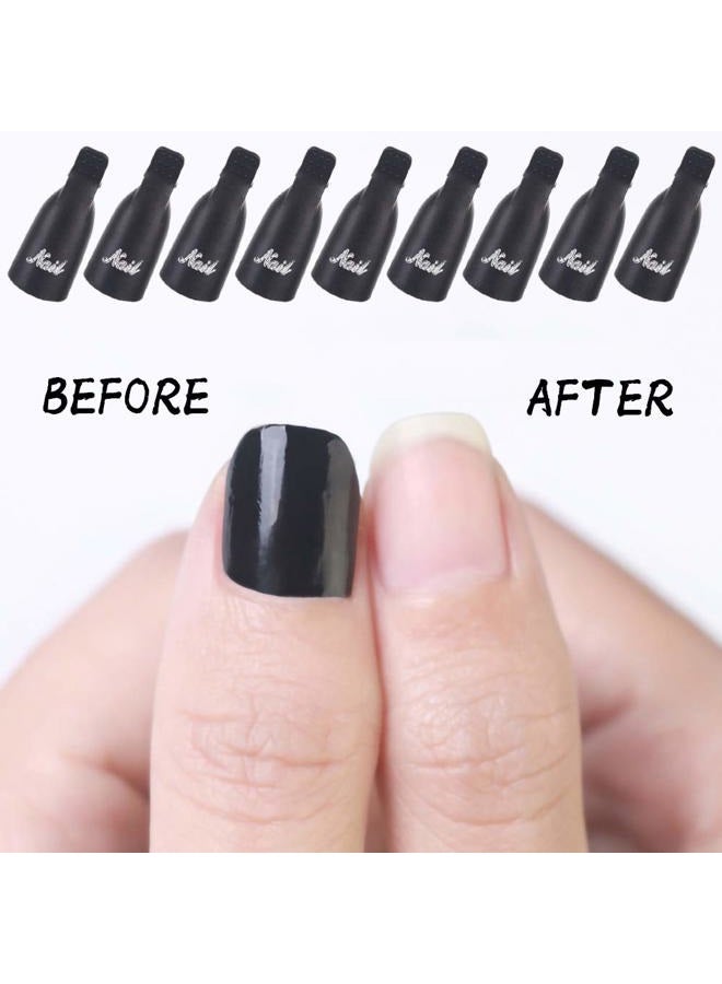 HiMo 10PC Plastic Acrylic Nail Art Soak Off Cap Clip UV Gel Polish Remover Wrap Tool (BLACK) - Image 2