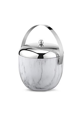 FnS Marbel Finish Double Walled Apple Shape Ice Bucket with Lid Capacity 1.25 LTR (Marble) - Image 1