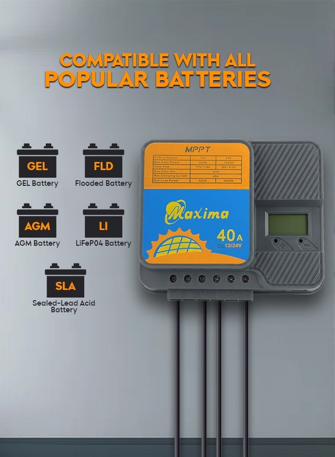 Maxima Solar Maxima MSCC MPPT 7-40/110 Solar Charge Controller 12V/24V | High Efficiency MPPT Controller | Intelligent Battery Charging for Solar Power Systems - Image 2
