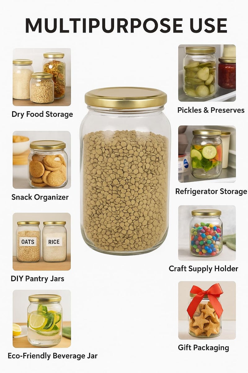 SUNSHINE GLOBAL SOURCE Sunshine Glass Jar Container, with Air Tight Lid, Suitable For Kitchen Stuff, Capacity-1 Ltr, (8) - Image 5
