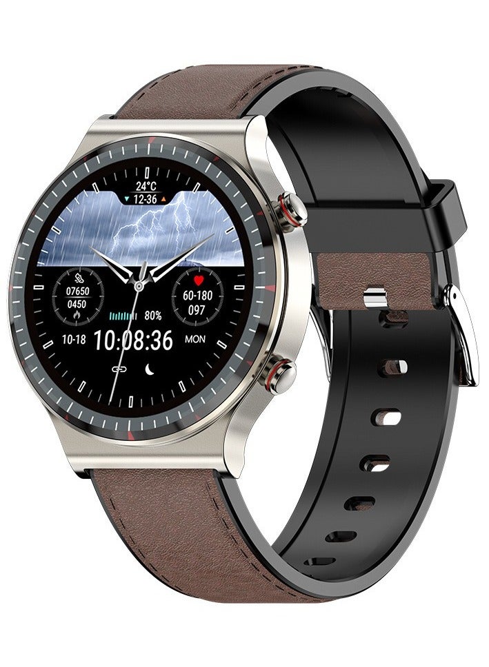 AROAQ Smart Watch, G08 Multi Functional Optical Design Wrist Watch, Fitness Tracker Watch With Big Hd Display, Blood Presssure Heart Rate Temperature Monitoring Smart Watch, (Steel + Retro Brown) - Image 1