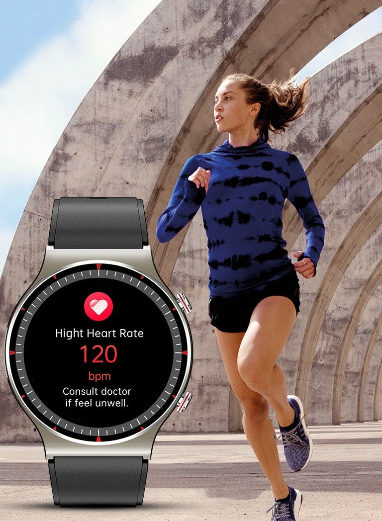 AROAQ Smart Watch, G08 Multi Functional Optical Design Wrist Watch, Fitness Tracker Watch With Big Hd Display, Blood Presssure Heart Rate Temperature Monitoring Smart Watch, (Steel + Retro Brown) - Image 4