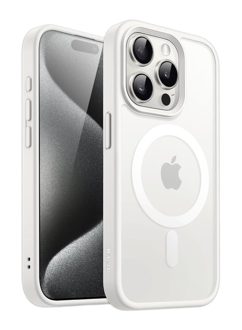 Magnetic Case for iPhone 15  6.1-Inch, Compatible with MagSafe, Translucent Matte Back Camera Lens Full Protection Slim Shockproof Phone Cover (white) - Image 1