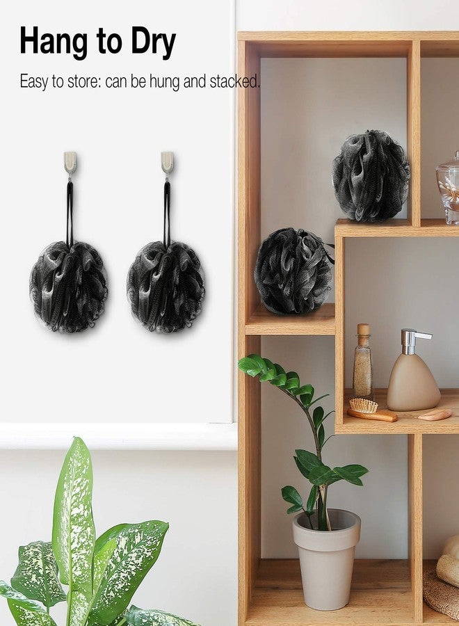 DadyMart Bath Shower Loofah Sponge 60g Bath Mesh Pouf Shower Ball Body Scrubber Exfoliating Bath Sponge for Women and Men, Set of 4, Black - Image 5