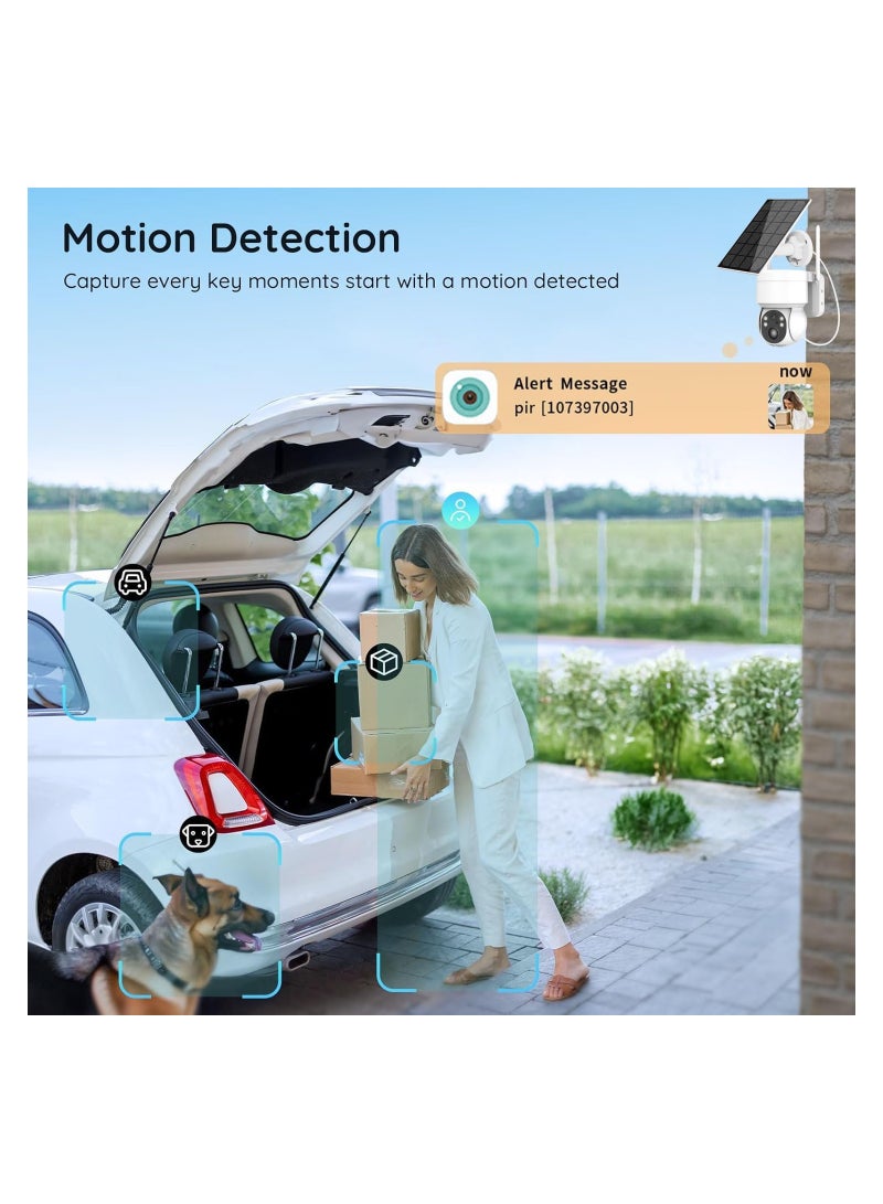 سيوسي كاميرات مراقبة تعمل بالطاقة الشمسية، لاسلكية خارجية فائقة الدقة 2K 4 ميجابكسل، كشف الذكاء الاصطناعي، كاميرا مزدوجة بزاوية 360 درجة، خارجية، واي فاي 2.4 جيجاهرتز، أمان منزلي مع رؤية ليلية ملونة، مع لوحة شمسية 3.7 وات - Image 3