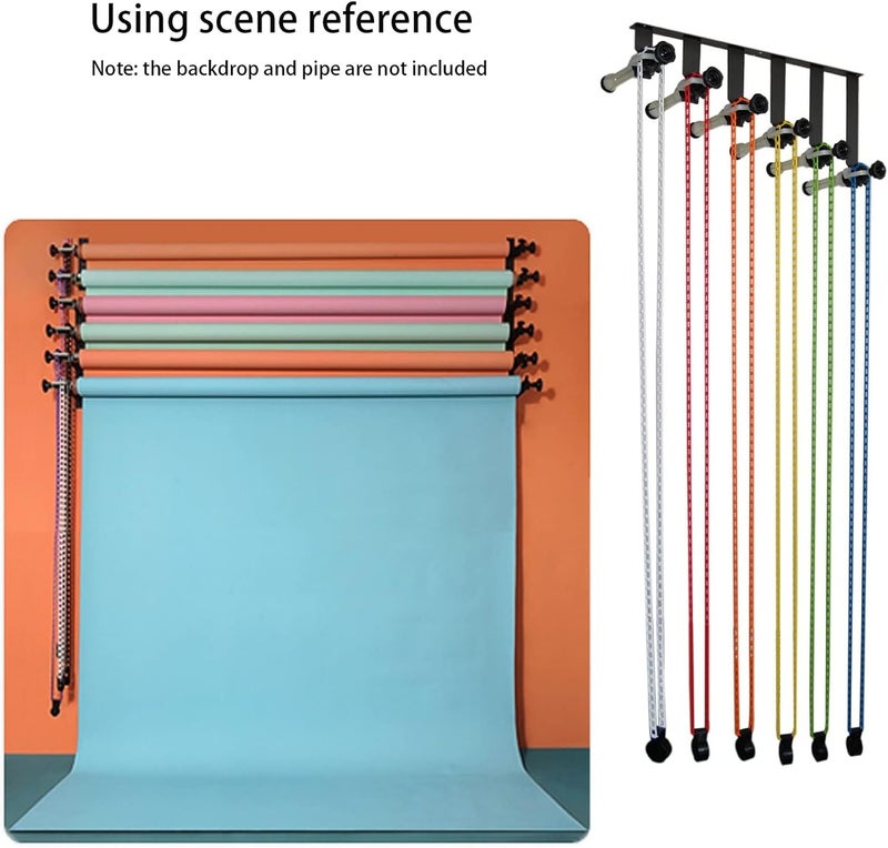 goshoot Photography Backdrop 6 Roller Wall Mounting Manual Photo Background Holder Support System, Including 2 Six-fold Hooks, 12 Expand Bars, 6 Chains and 6 Weight for Home Studio Live Shooting - Image 2