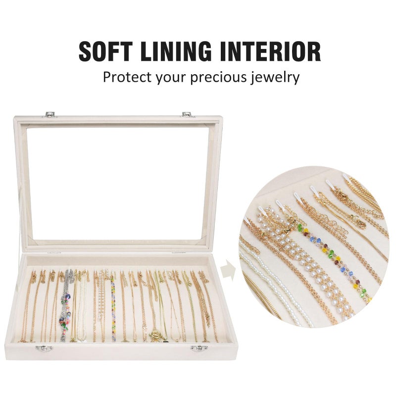 Vicoter Velvet Necklace Display Jewelry Tray 20 Hook Necklace Tray Necklace Pendant Jewelry Tray for Women and Girls - Image 3