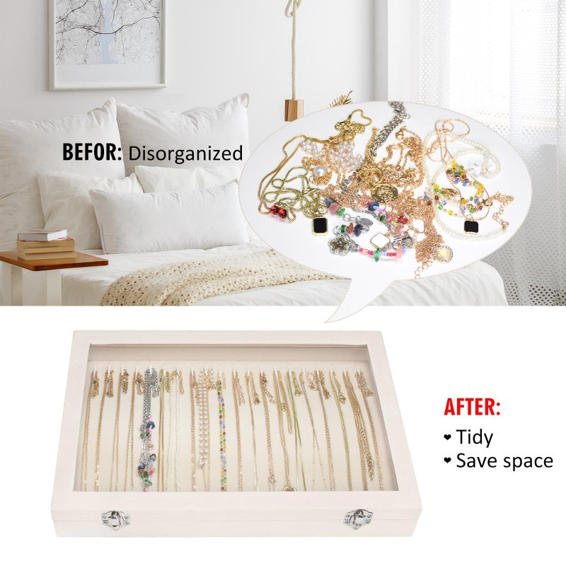 Vicoter Velvet Necklace Display Jewelry Tray 20 Hook Necklace Tray Necklace Pendant Jewelry Tray for Women and Girls - Image 5