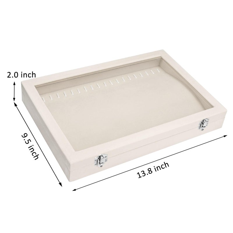 Vicoter Velvet Necklace Display Jewelry Tray 20 Hook Necklace Tray Necklace Pendant Jewelry Tray for Women and Girls - Image 2