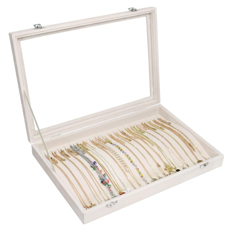 Vicoter Velvet Necklace Display Jewelry Tray 20 Hook Necklace Tray Necklace Pendant Jewelry Tray for Women and Girls - Image 1