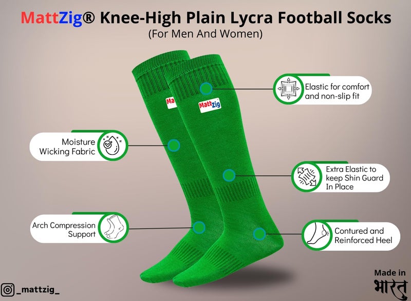 MATTZIG ® Elite Football Kit (One Pair Plain Lycra Socks & One Pair Elite Shin Guard) (Green) - Image 2