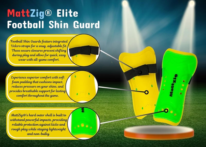 MATTZIG ® Elite Football Kit (One Pair Plain Lycra Socks & One Pair Elite Shin Guard) (Green) - Image 3