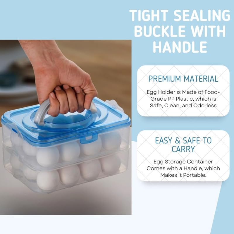 MEGHARSH 36 Grid Egg Square Shape Storage Box-Egg Refrigerator Storage Tray Abs Plastic Egg Storage Containers For Fridge And Kitchen Egg Storage Bins Basket With Carry Holder 3 Layer,Multicolor - Image 4