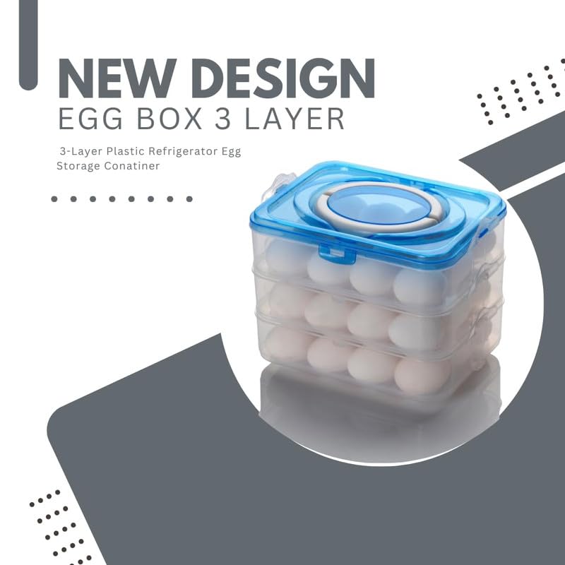 MEGHARSH 36 Grid Egg Square Shape Storage Box-Egg Refrigerator Storage Tray Abs Plastic Egg Storage Containers For Fridge And Kitchen Egg Storage Bins Basket With Carry Holder 3 Layer,Multicolor - Image 5