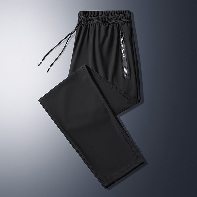 2025 New Ice Silk Pants Mens Summer Thin Quick-drying Special Leg Trousers Loose Straight Mens Summer Black [straight]
