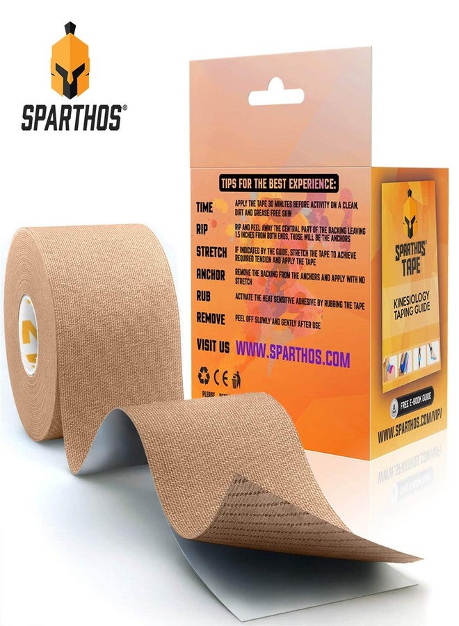 Sparthos Kinesiology Tape - Incredible Support for Pro Athletic Sports and Recovery - Free Kinesio Taping Guide! - Breast Waterproof Tex Rock Bra Gold Lift Tapes - Uncut (Beige) - Image 2