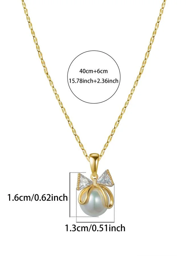 Take Two  Embellished Bow Decor Faux Pearl Necklace for Women | Best Price UAE