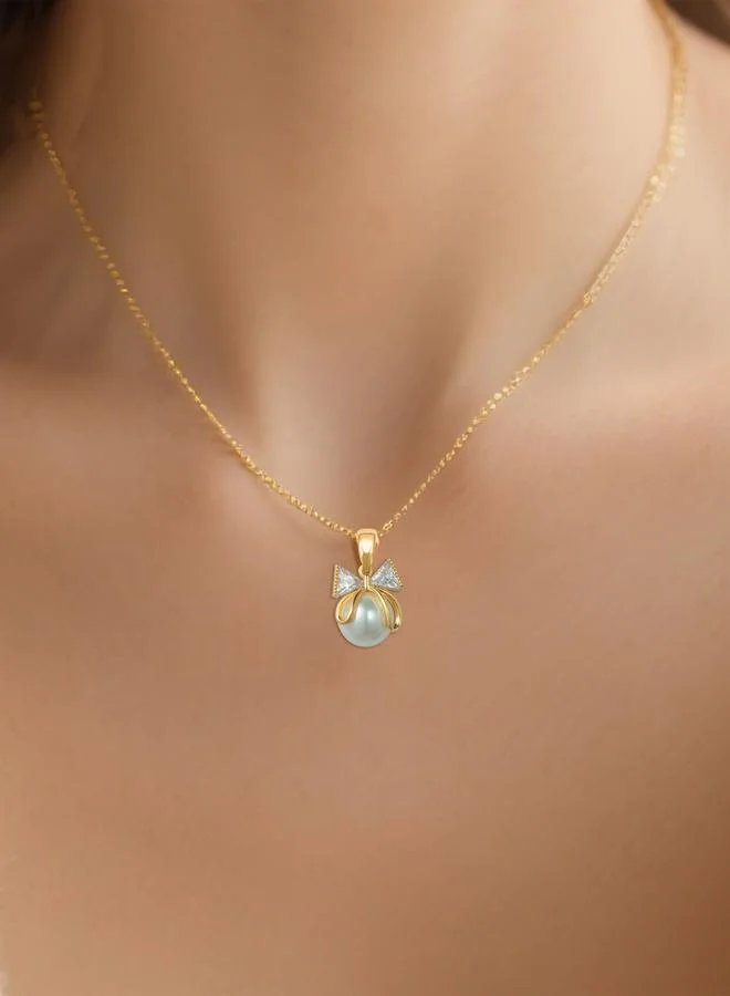 Take Two Embellished Bow Decor Faux Pearl Necklace