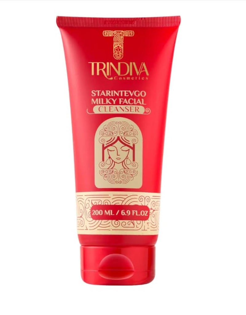 Trindiva Starintevgo Milky Facial Cleanser, 200 ML, with Niacinamide, Kojic Dipalmitate, Glycerin, Panthenol, Tranexamic Acid, Lactic Acid