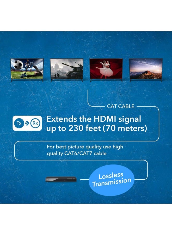 OREI 4K 4x4 HDMI Extender Matrix - UltraHD 4K @ 60Hz 4:4:4 Over Single CAT5e/6/7 Cable with HDR Switcher & IR Control, RS-232 - Up to 230 Ft - 1080P Downscale - 4 x Loop Out - 4 Receivers Included - Image 4